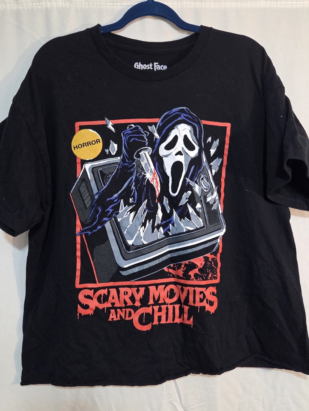 Ghost Face "Scary Movies and Chill" Graphic Tee - Black with Red & White XL